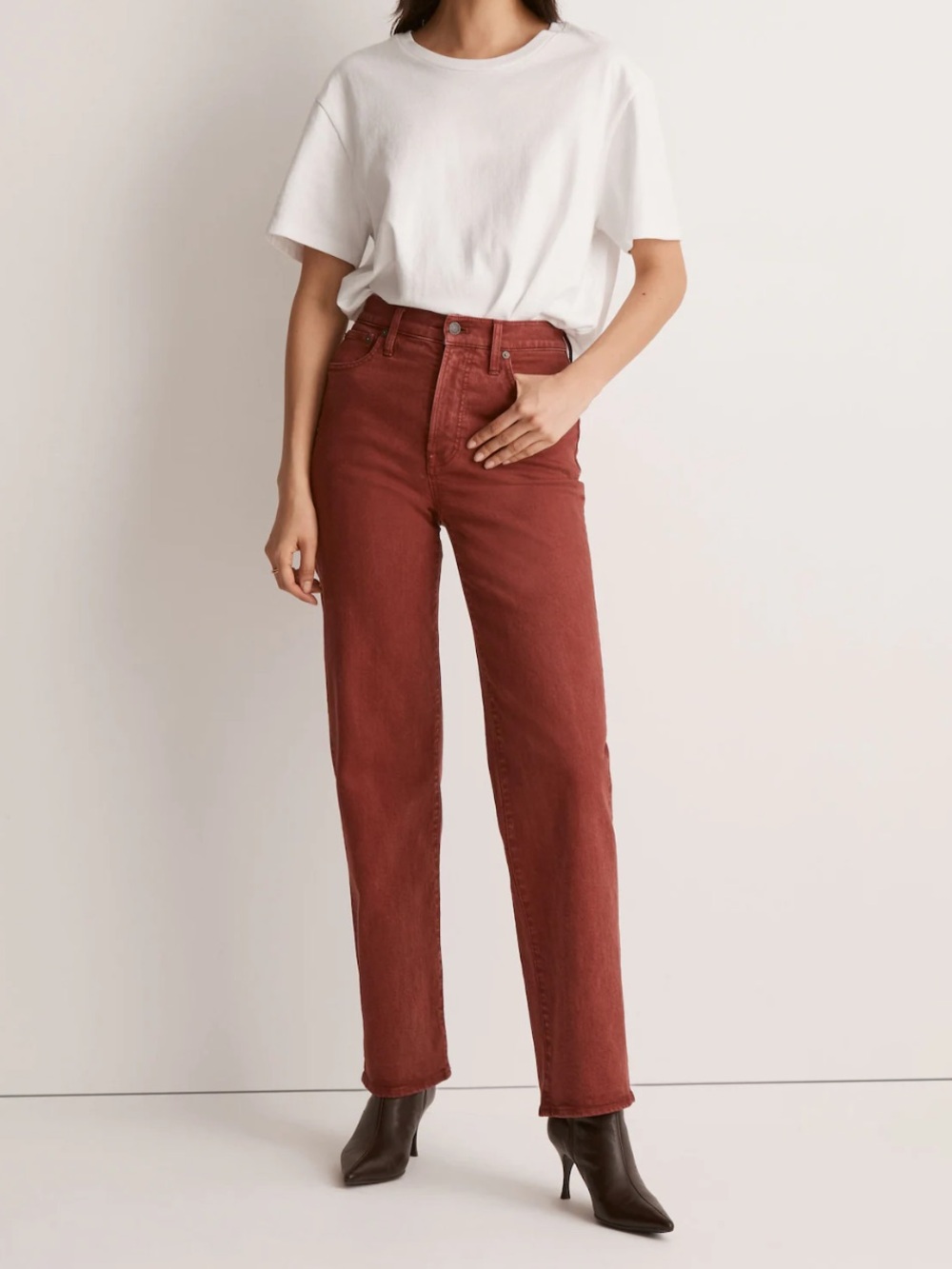 Madewell The Perfect Vintage Wide Leg Jean in Red Size 26